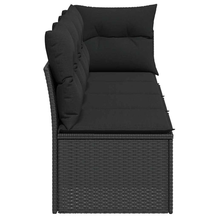 Divano da giardino con cuscini 4 posti nero in polyrattan 365964