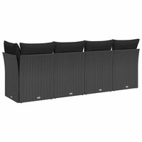 Divano da giardino con cuscini 4 posti nero in polyrattan 365964