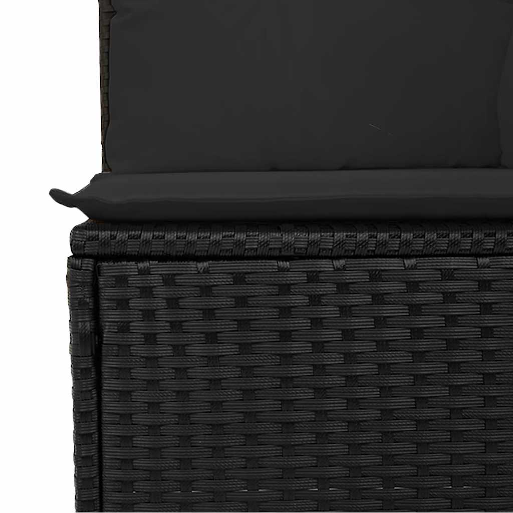 Divano da giardino con cuscini 4 posti nero in polyrattan 365964