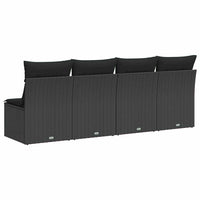 Divano da giardino con cuscini 4 posti nero in polyrattan 365965
