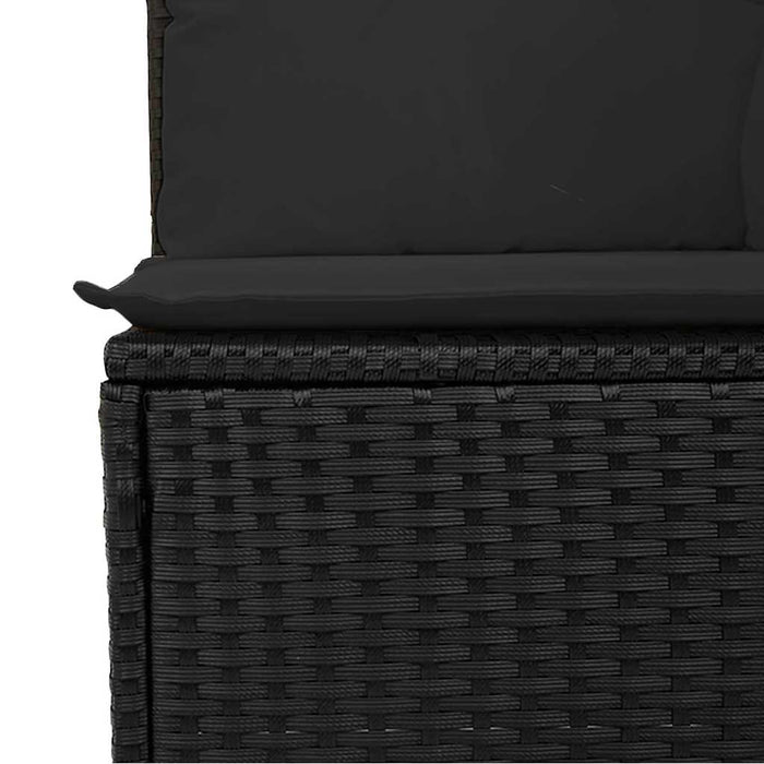 Divano da giardino con cuscini 4 posti nero in polyrattan 365965