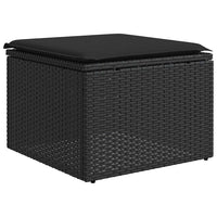 Sgabello da giardino con cuscino nero 55x55x37 cm in polyrattan 365966