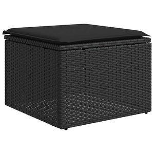 Sgabello da giardino con cuscino nero 55x55x37 cm in polyrattan 365966