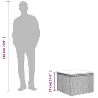 Sgabello da giardino con cuscino nero 55x55x37 cm in polyrattan 365966