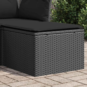 Sgabello da giardino con cuscino nero 55x55x37 cm in polyrattan 365966