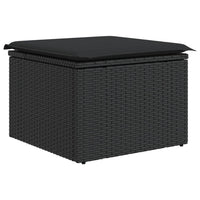 Sgabello da giardino con cuscino nero 55x55x37 cm in polyrattan 365968