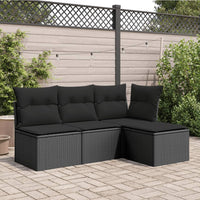 Sgabello da giardino con cuscino nero 55x55x37 cm in polyrattan 365968