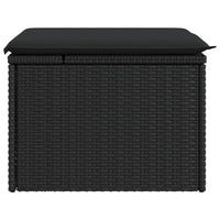 Sgabello da giardino con cuscino nero 55x55x37 cm in polyrattan 365968