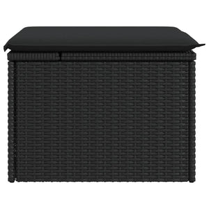 Sgabello da giardino con cuscino nero 55x55x37 cm in polyrattan 365968