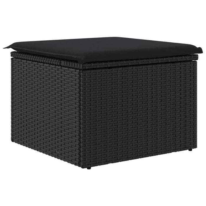 Sgabello da giardino con cuscino nero 55x55x37 cm in polyrattan 365968