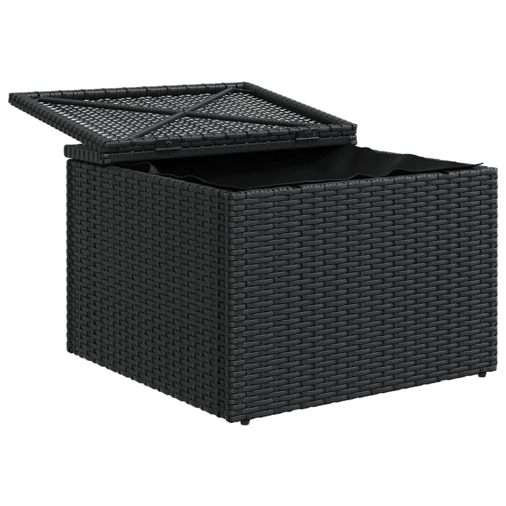 Sgabello da giardino con cuscino nero 55x55x37 cm in polyrattan 365968