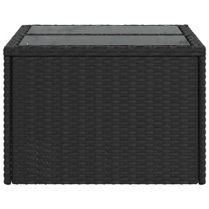 Tavolo da giardino con piano in vetro nero 55x55x37 cm in polyrattan 365969