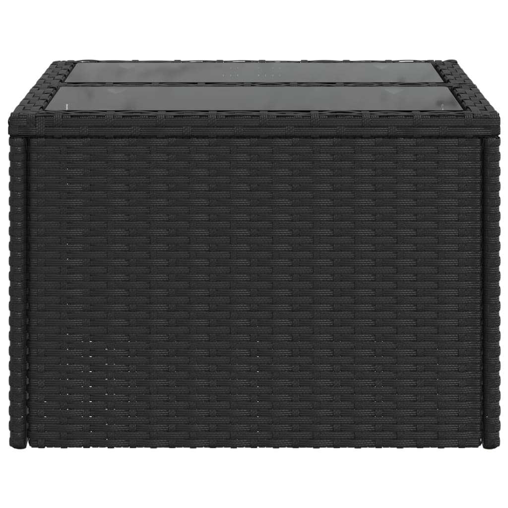 vidaXL Tavolo da Giardino Piano in Vetro Nero 55x55x37 cm Polyrattan
