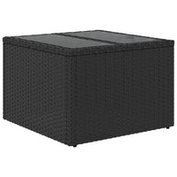vidaXL Tavolo da Giardino Piano in Vetro Nero 55x55x37 cm Polyrattan