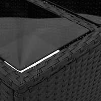 Tavolo da giardino con piano in vetro nero 55x55x37 cm in polyrattan 365969