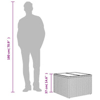 Tavolo da giardino con piano in vetro nero 55x55x37 cm in polyrattan 365969