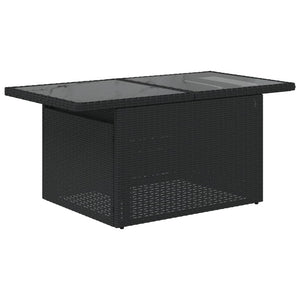 Tavolo da Giardino Piano in Vetro Nero 100x55x73 cm Polyrattan 365970