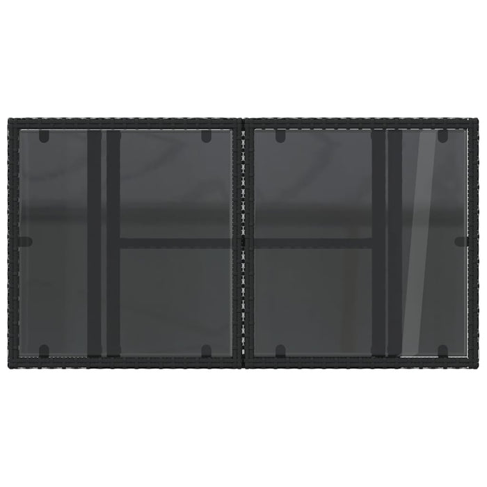 Tavolo da Giardino Piano in Vetro Nero 100x55x73 cm Polyrattan 365970