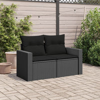 Divano da giardino con cuscini 2 posti nero in polyrattan 365971