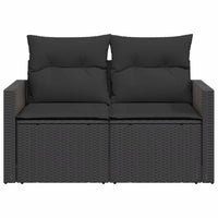 Divano da giardino con cuscini 2 posti nero in polyrattan 365971