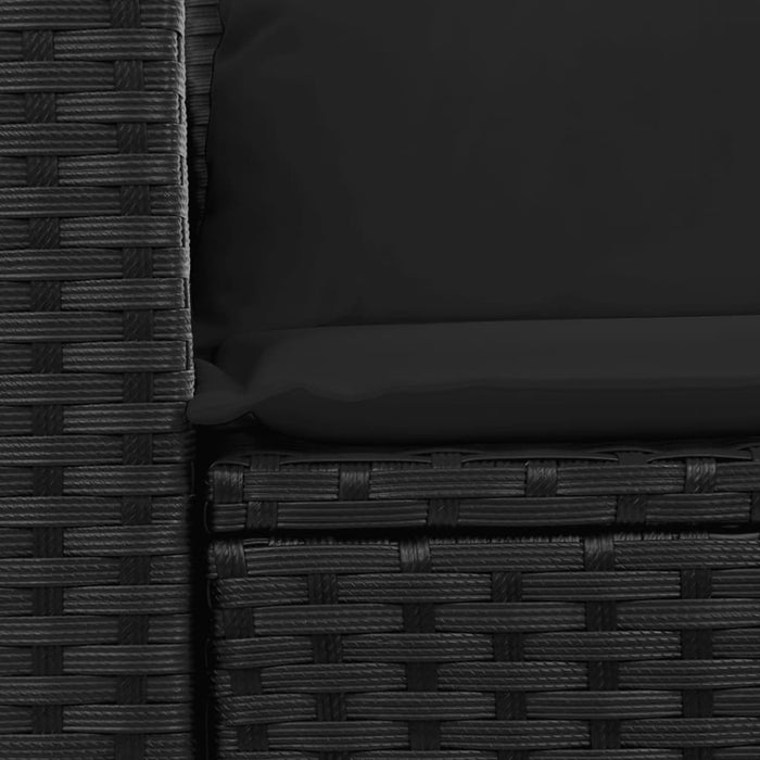 Divano da giardino con cuscini 2 posti nero in polyrattan 365971