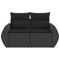 Divano da Giardino con Cuscini a 2 Posti Nero in Polyrattan 365973