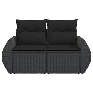 Divano da Giardino con Cuscini a 2 Posti Nero in Polyrattan 365973