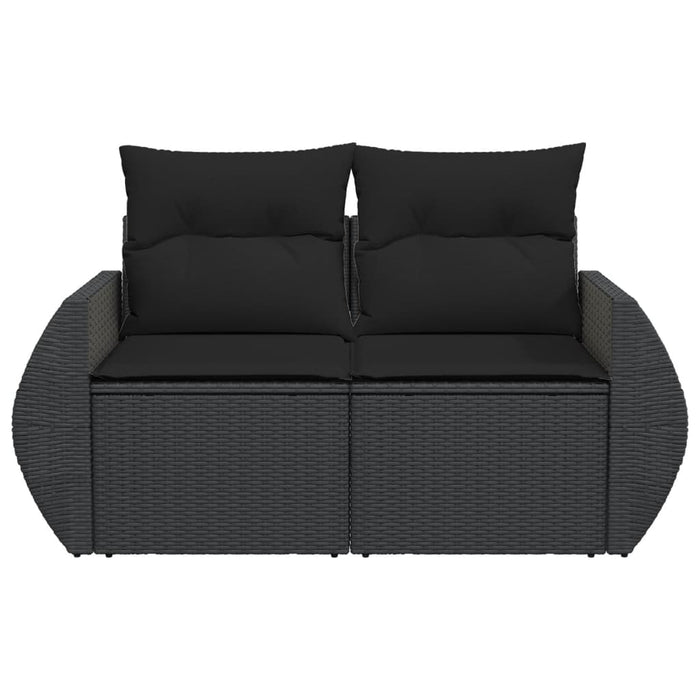 Divano da Giardino con Cuscini a 2 Posti Nero in Polyrattan 365973