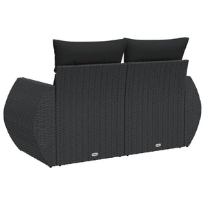 Divano da Giardino con Cuscini a 2 Posti Nero in Polyrattan 365973