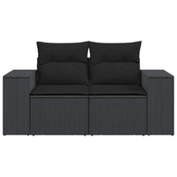 Divano da Giardino con Cuscini a 2 Posti Nero in Polyrattan