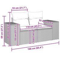 Divano da Giardino con Cuscini a 2 Posti Nero in Polyrattan