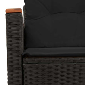 Divano da giardino con cuscini 2 posti nero in polyrattan 365977