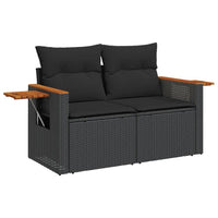 Divano da Giardino con Cuscini a 2 Posti Nero in Polyrattan 365978