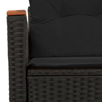 Divano da Giardino con Cuscini a 2 Posti Nero in Polyrattan 365978