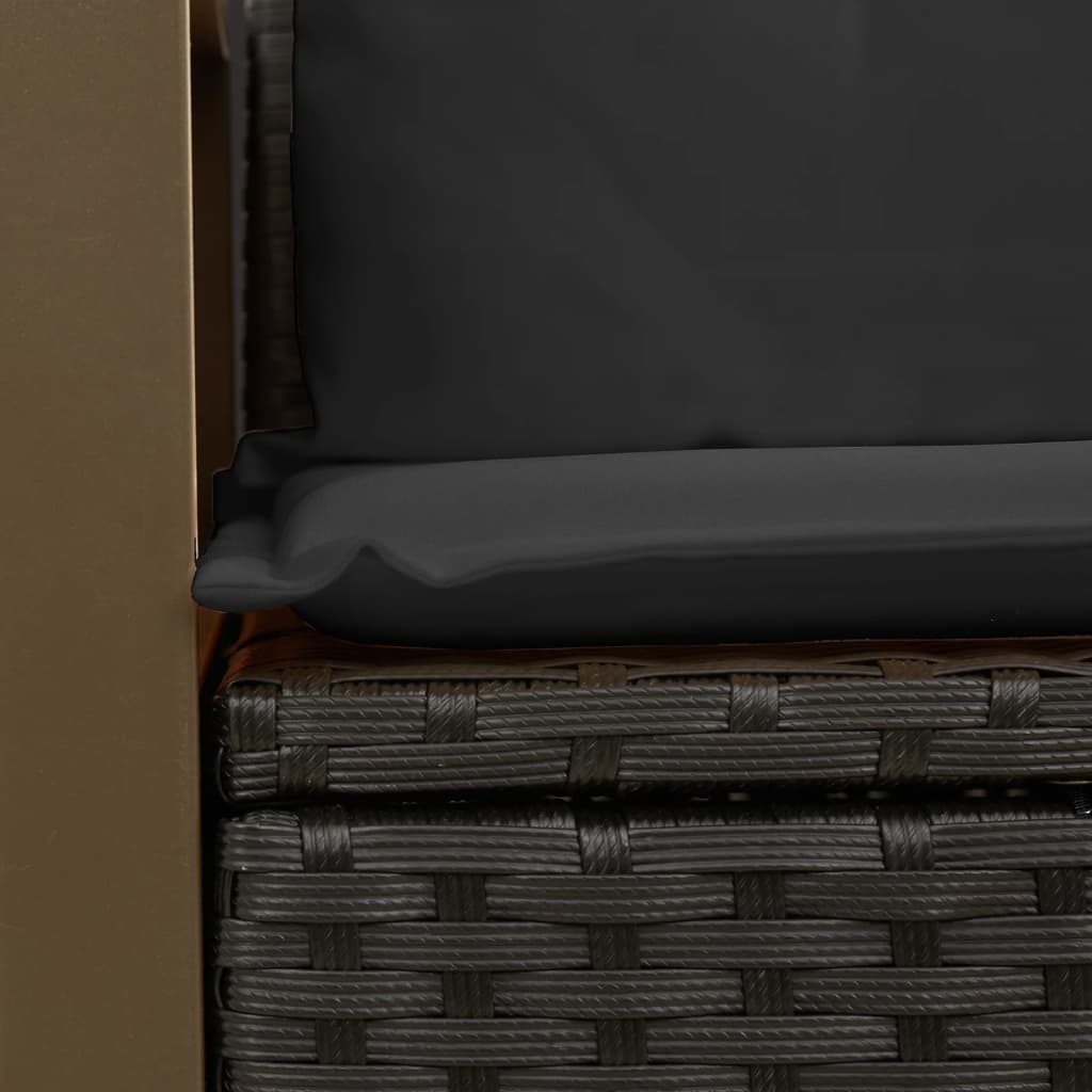 Divano da Giardino con Cuscini a 2 Posti Nero in Polyrattan 365979