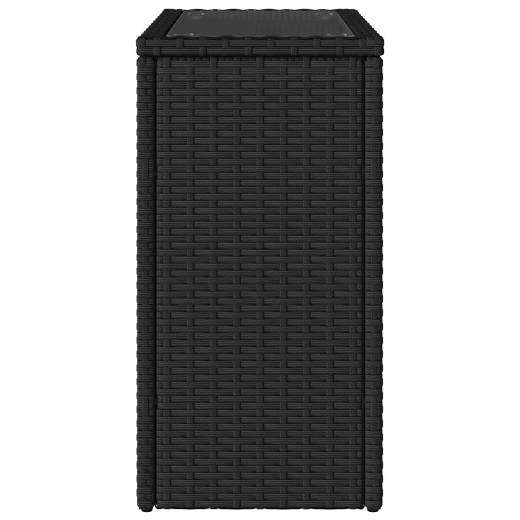 Tavolo da Giardino Piano in Vetro Nero 58x27,5x55 cm Polyrattan 365982