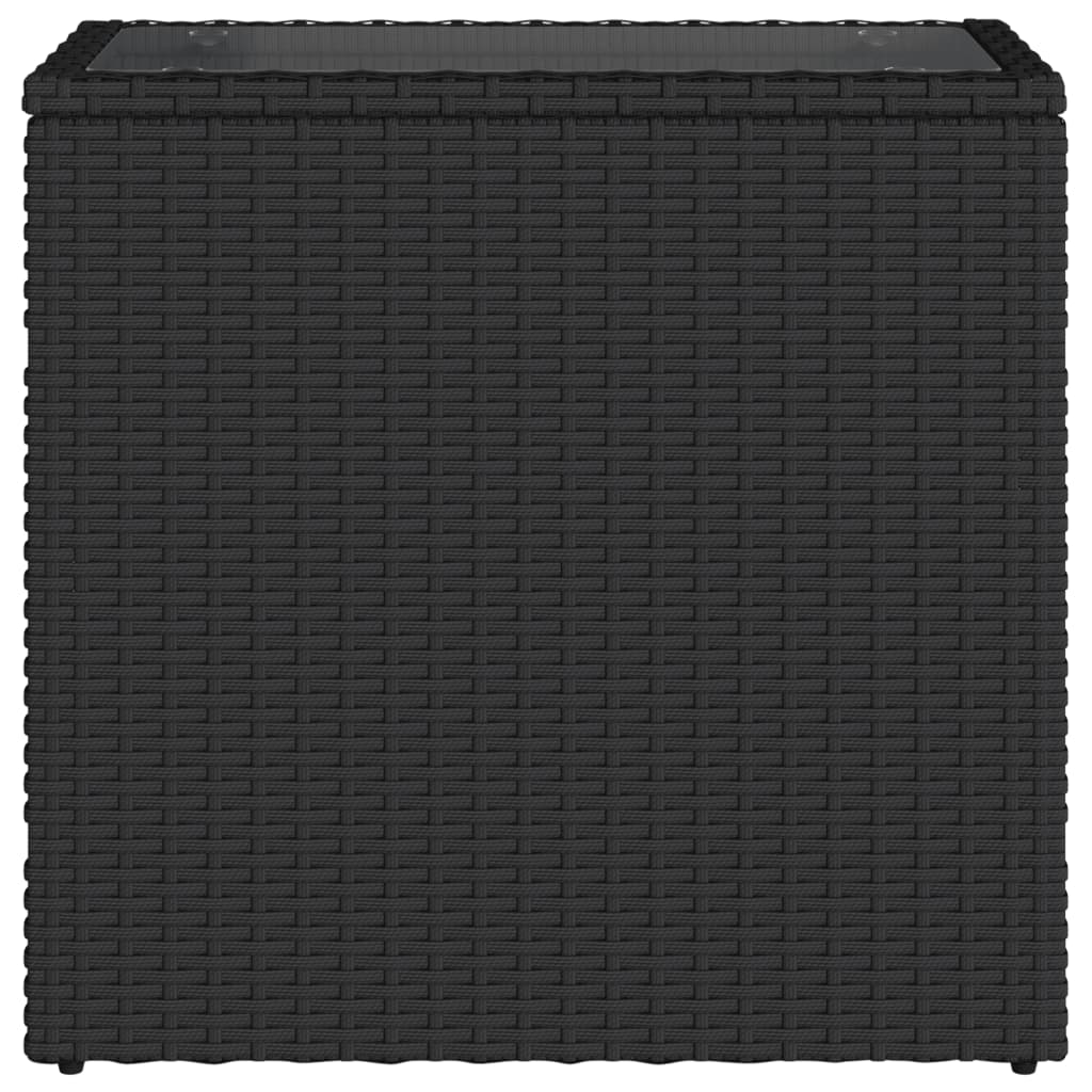Tavolo da Giardino Piano in Vetro Nero 58x27,5x55 cm Polyrattan 365982