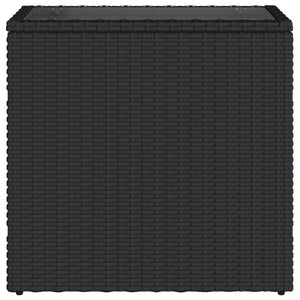 Tavolo da Giardino Piano in Vetro Nero 58x27,5x55 cm Polyrattan 365982