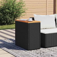 Tavolino da Giardino-Tavolo da Esterno-Tavolino da Patio con piano in legno nero 58x27,5x55 cm in polyrattan