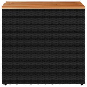 Tavolino da giardino con piano in legno nero 58x27,5x55 cm in polyrattan 365983