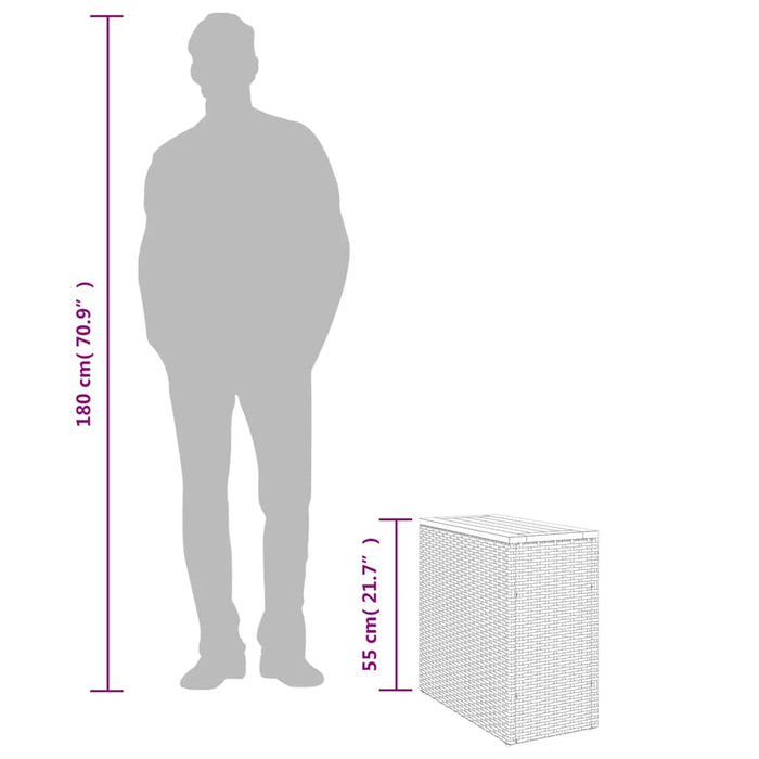 Tavolino da giardino con piano in legno nero 58x27,5x55 cm in polyrattan 365983