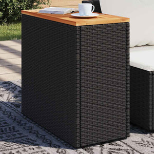 Tavolino da Giardino-Tavolo da Esterno-Tavolino da Patio con piano in legno nero 58x27,5x55 cm in polyrattan