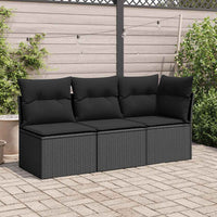Sedia da giardino senza braccioli con cuscini nera in polyrattan 365984