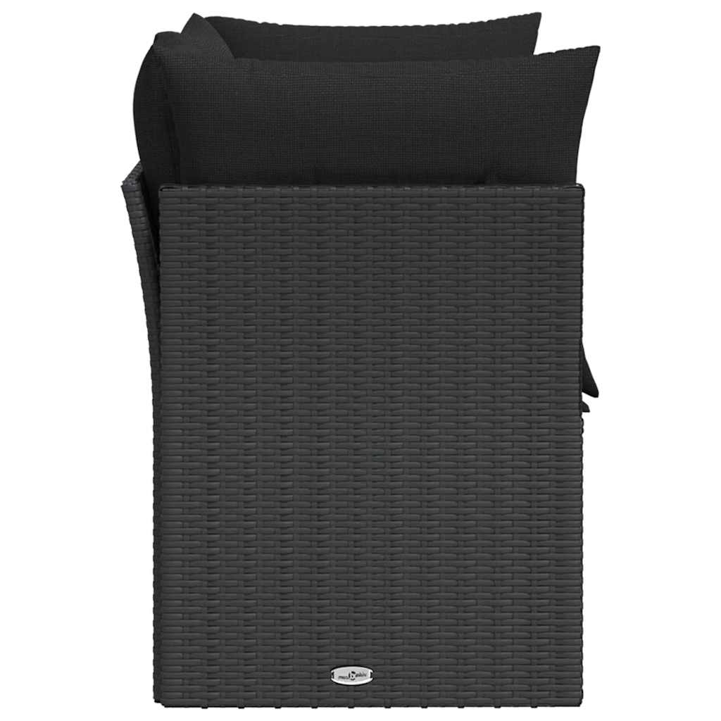 Divano da giardino con cuscini 2 posti nero in polyrattan 365986