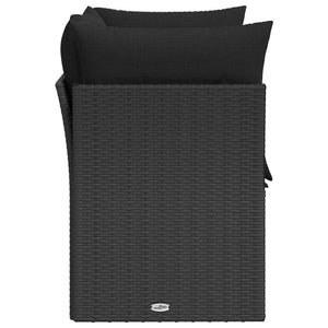 Divano da giardino con cuscini 2 posti nero in polyrattan 365986