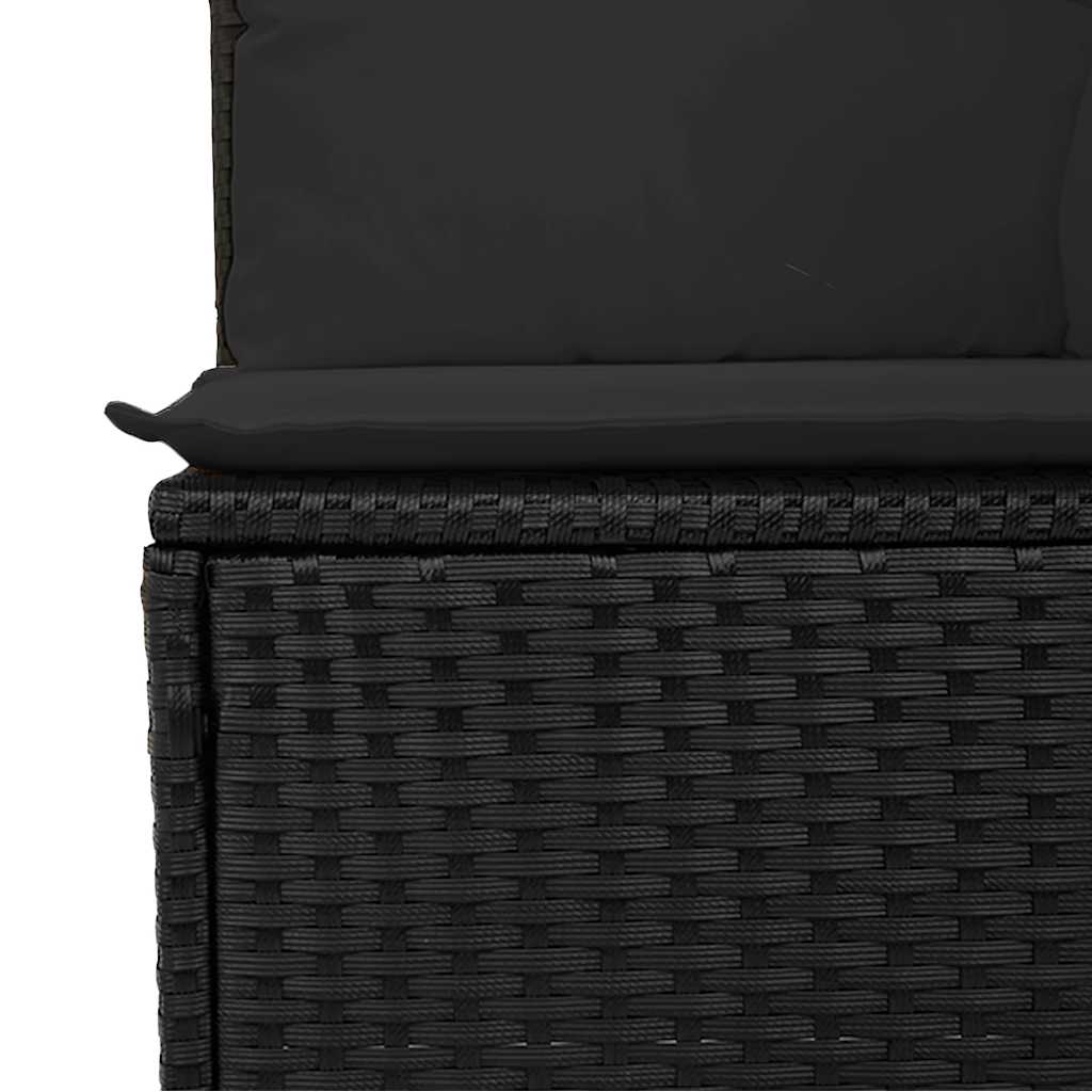 Divano da giardino con cuscini 2 posti nero in polyrattan 365986
