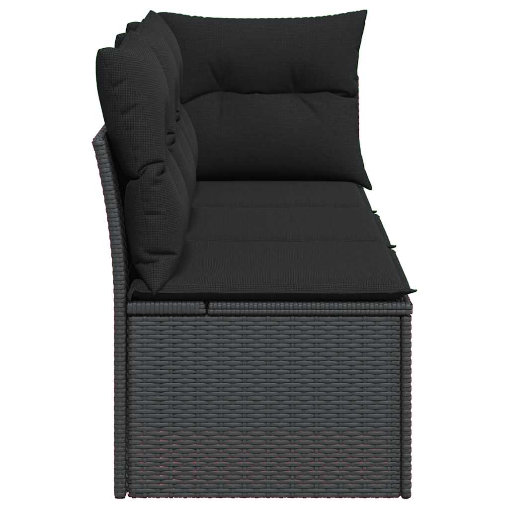 Divano da giardino con cuscini 3 posti nero in polyrattan 365987