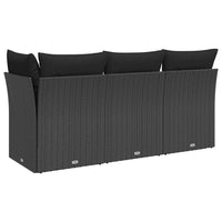 Divano da giardino con cuscini 3 posti nero in polyrattan 365987
