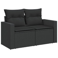 Divano da giardino con cuscini 2 posti nero in polyrattan 365989