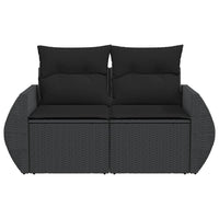 Divano da giardino con cuscini 2 posti nero in polyrattan 365991